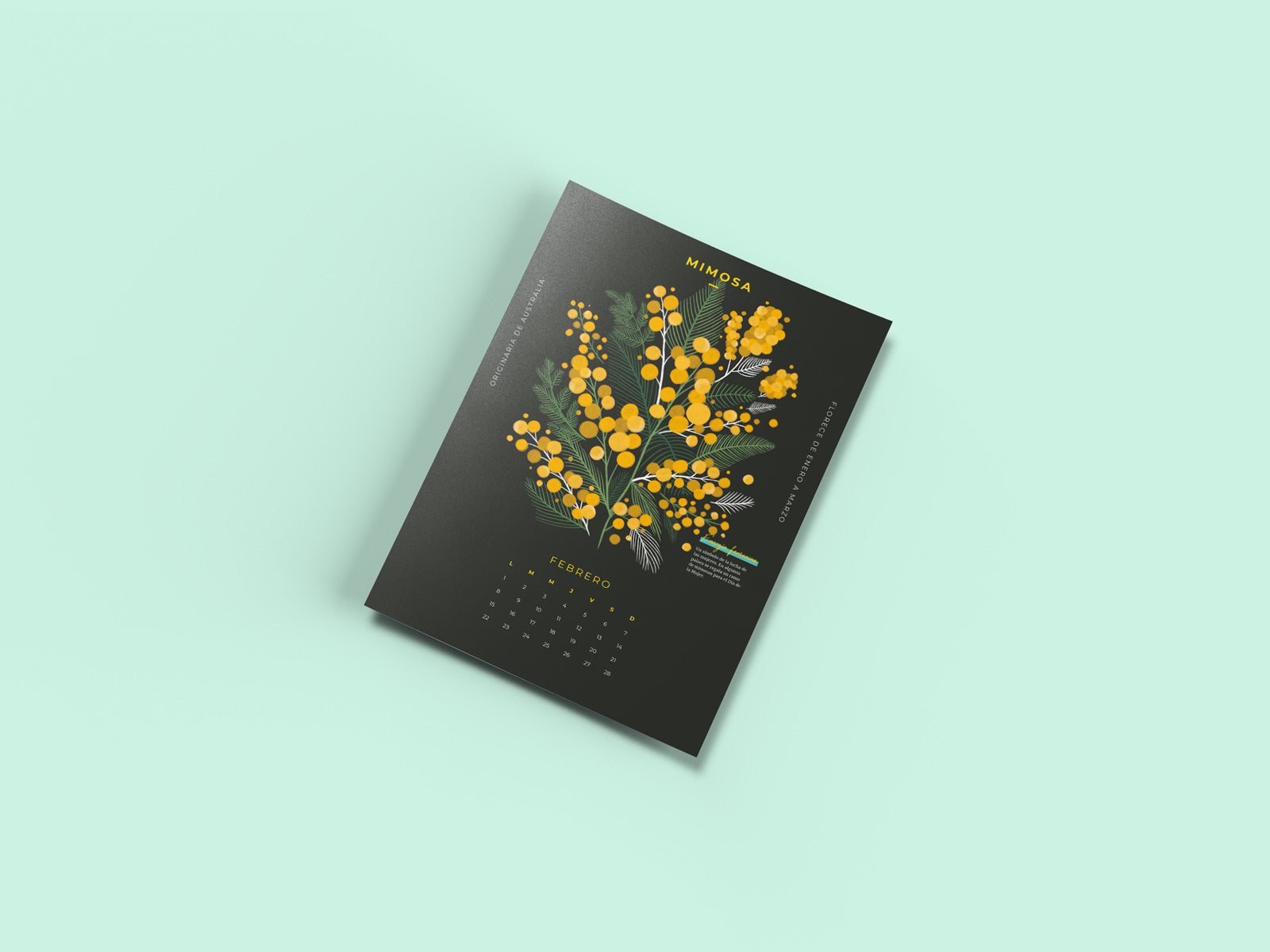 Calendario febrero descargable con flores