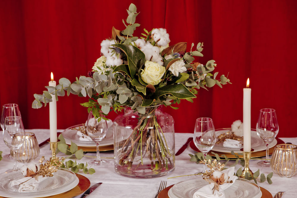 flor de algodón jarrón