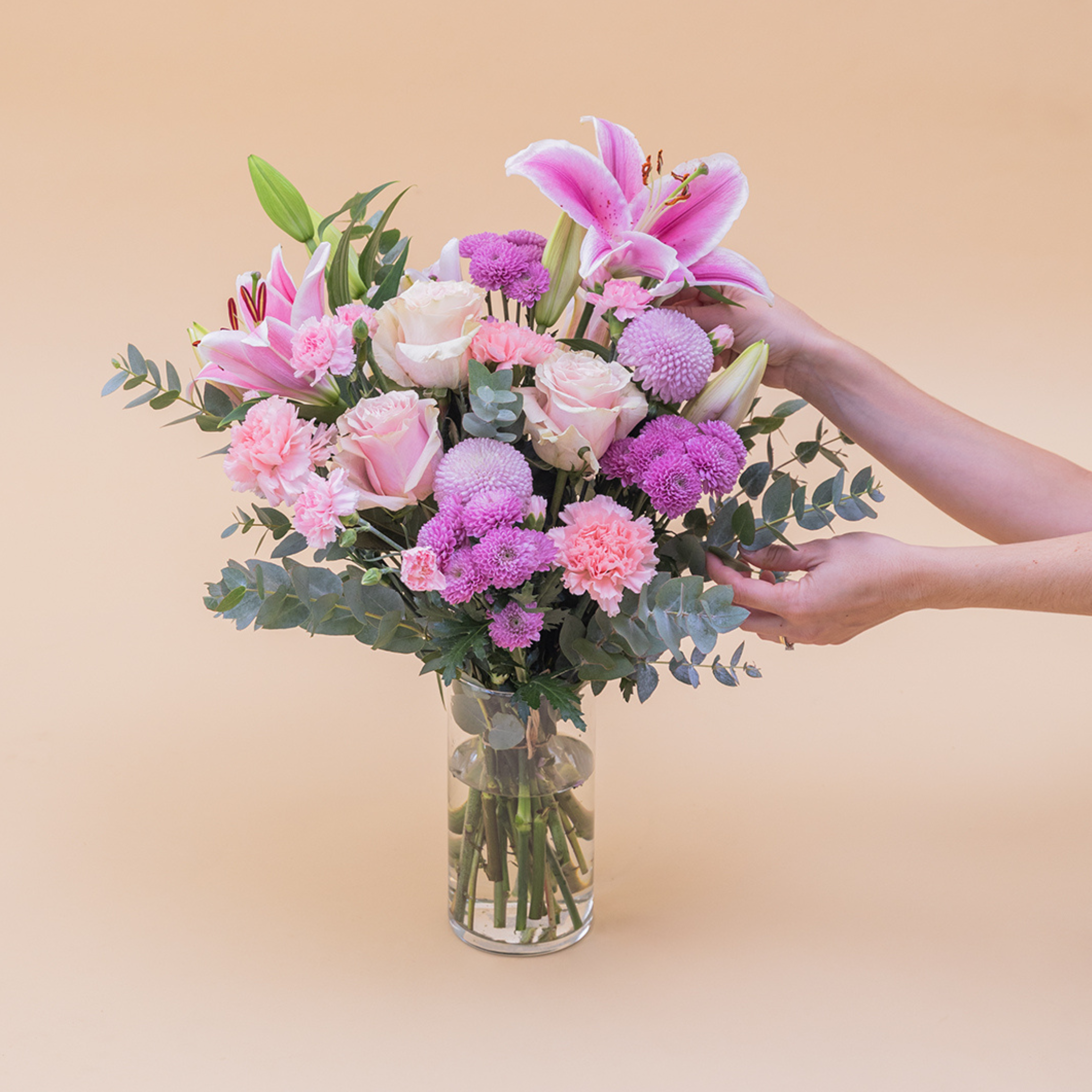 O Lindo - Bouquet com flores cor-de-rosa