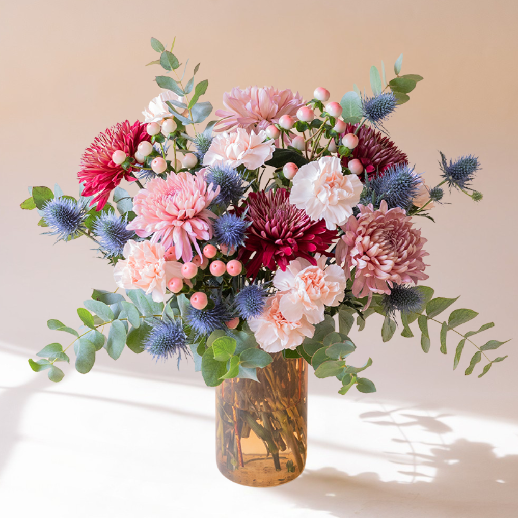 El Merlot - Ramo de flores azules y burdeos