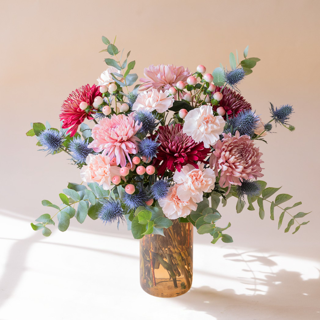 El Merlot - Ramo de flores azules y burdeos