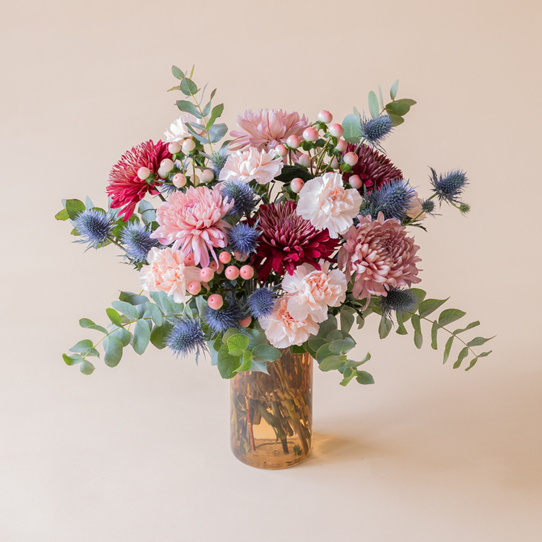 El Merlot - Ramo de flores azules y burdeos