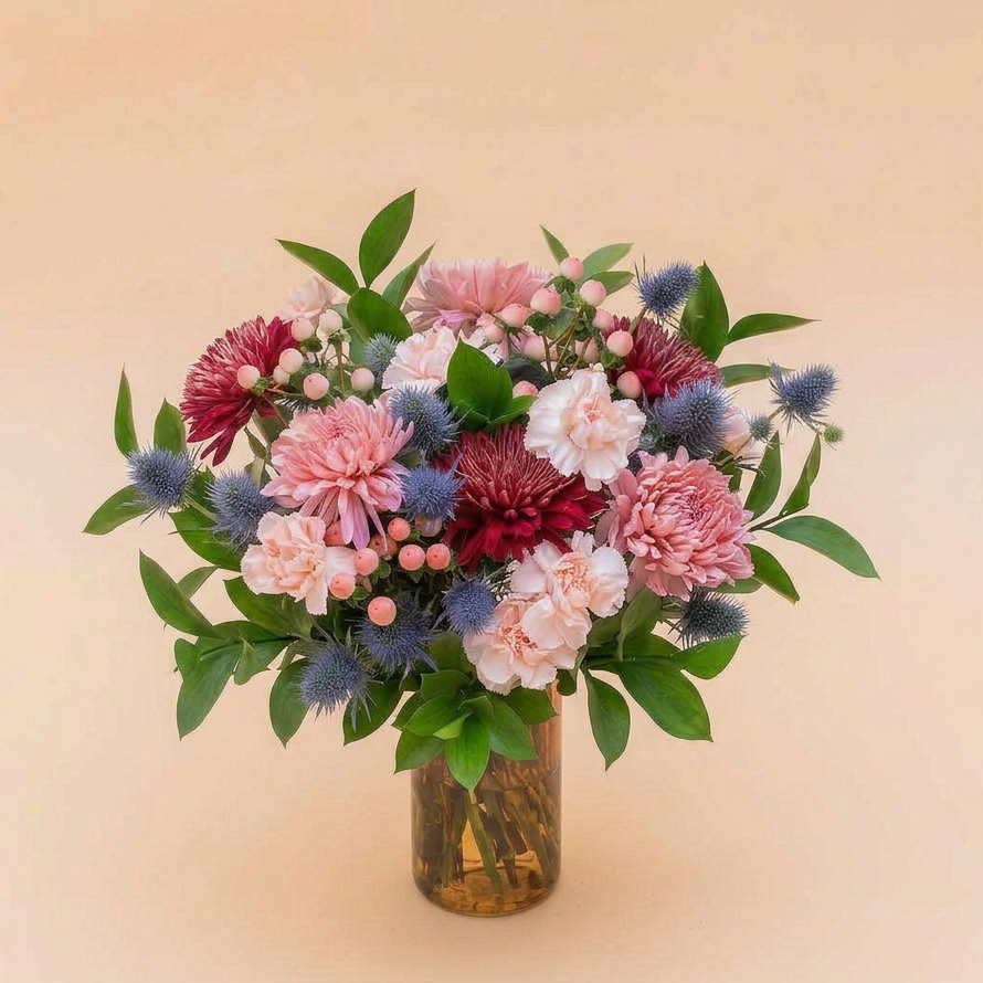 El Merlot - Ramo de flores azules y burdeos