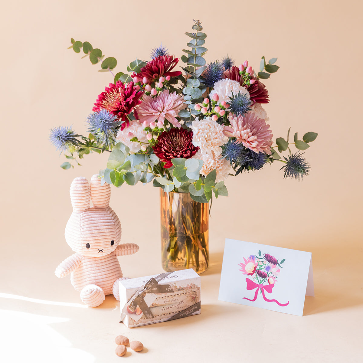 Ramo de Flores Azuis com Catanies e Cartão