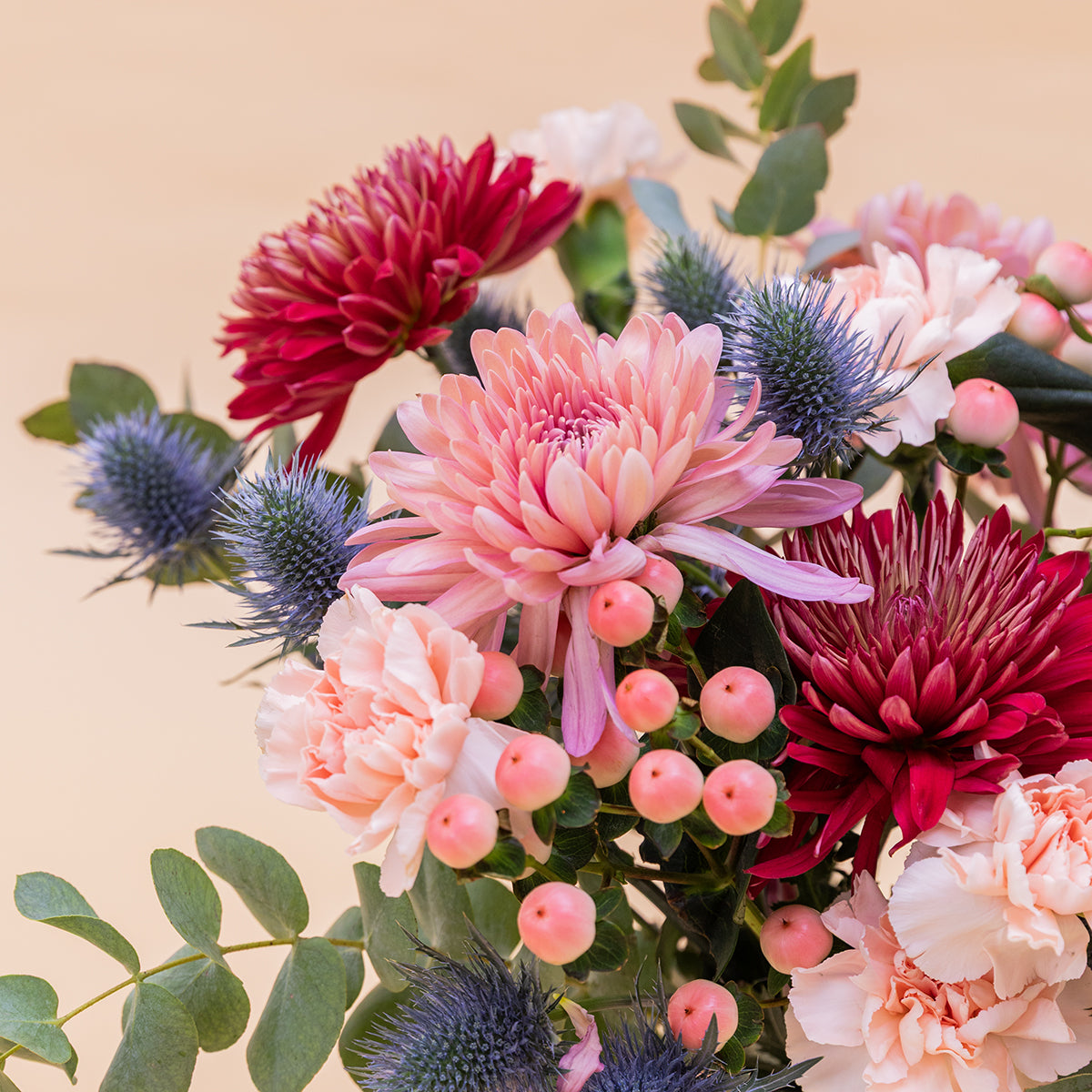 El Merlot - Ramo de flores azules y burdeos