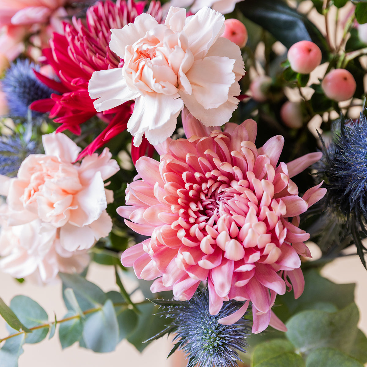 El Merlot - Ramo de flores azules y burdeos